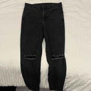 American Eagle Outfitters Black Skinny Jeans with Knee Rips